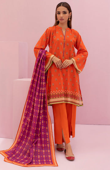Orient OTL 22-098 Orange Meher Printed Lawn 2022 Online Shopping